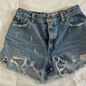 LF High-waisted blue denim shorts